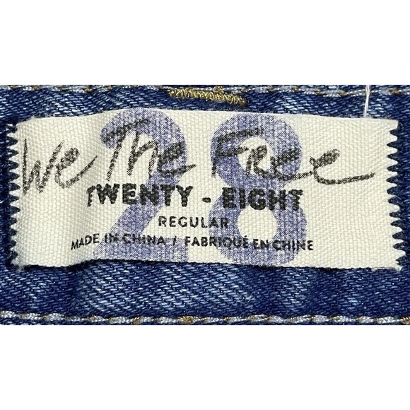 We the Free People Bridgette Button Fly High Rise Blue Denim Jean Shorts Size 28 - Picture 3 of 8